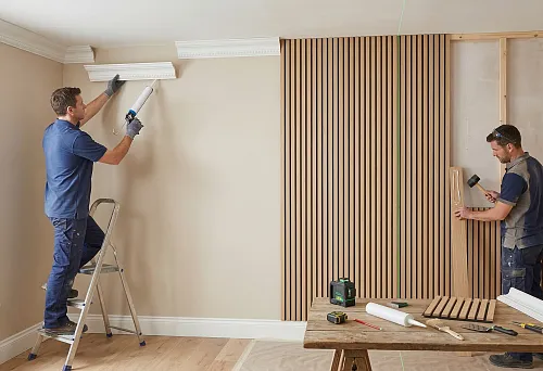 Slat panels with your own hands and installation of stucco decor in the interior at the finishing stage
