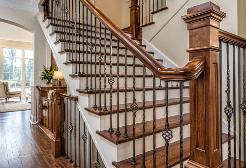 Solid wood handrails for stairs and home railings