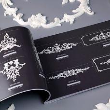 STAVROS catalog with examples of polyurethane stucco decor for wall panels and furniture facades