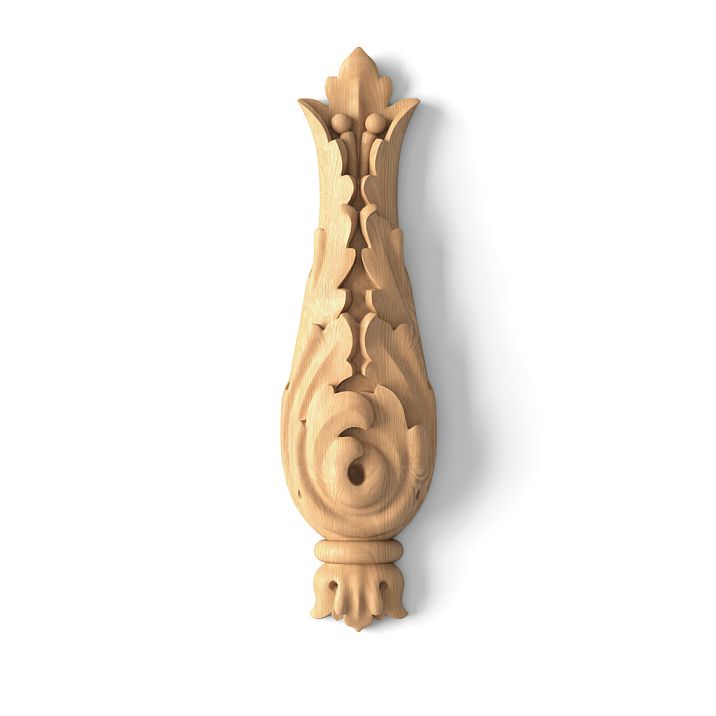 Wooden overlay N-271 with carved floral beech ornament