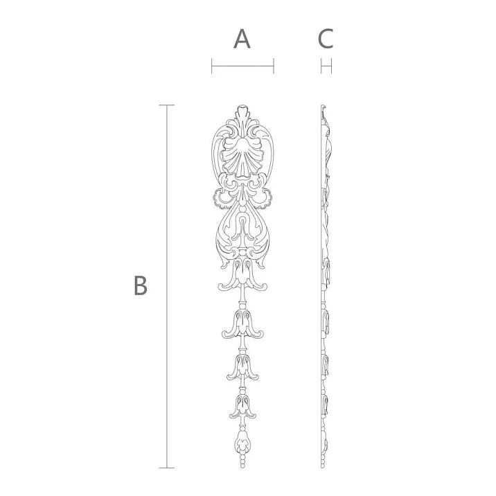 Drawing of NPU-499 polyurethane molding decor with dimensions 60 &times; 351 &times; 10 mm