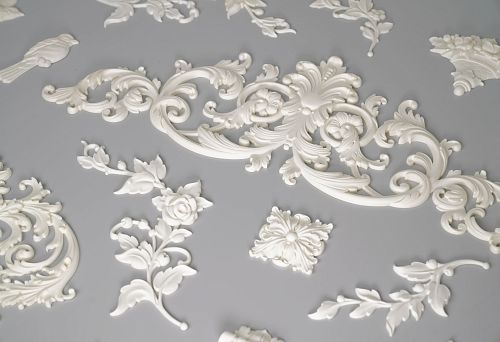 Decorative Elements Made of Stucco &mdash; Flowers, Scrolls, Leaves