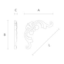 Carved Applique NPU-213, ceiling decoration drawing