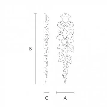 Wooden inlay with carved floral ornament - inlay N-315L