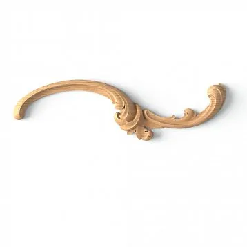 Wooden item with carved decoration in the shape of a branch with botanical motif