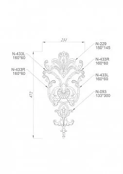 Decor Set C-027 made of wood with floral ornament