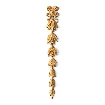 Carved wooden overlay N-498 made of solid oak with laurel garland and cartouche &mdash; vertical decor for furniture