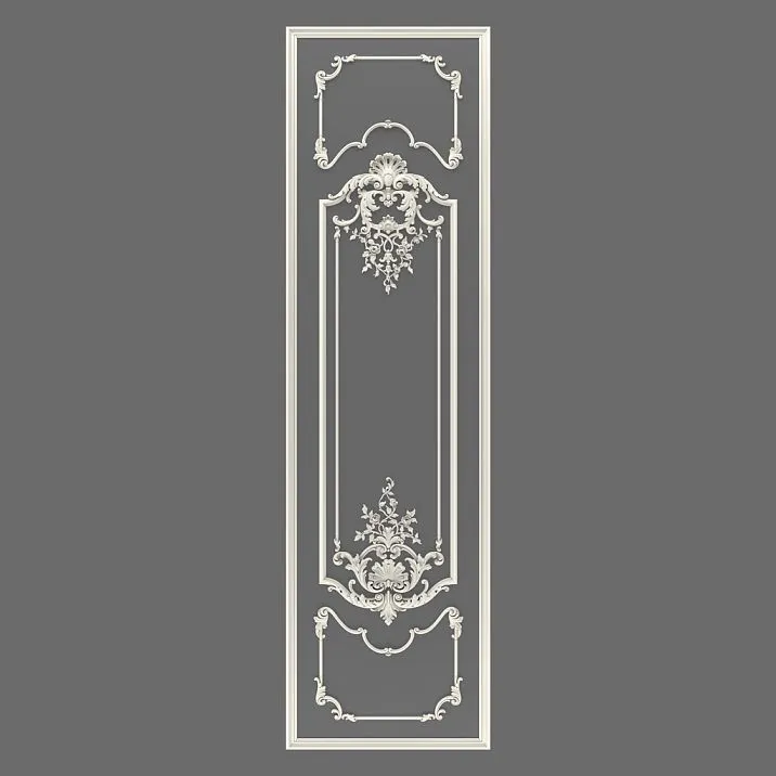CPU-5-5 Versailles Molding Decor Kit &mdash; Vertical wall panel with molding frame and Baroque cartouche