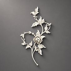 Relief decoration NPU-469L: branch with rose and leaves from polyurethane