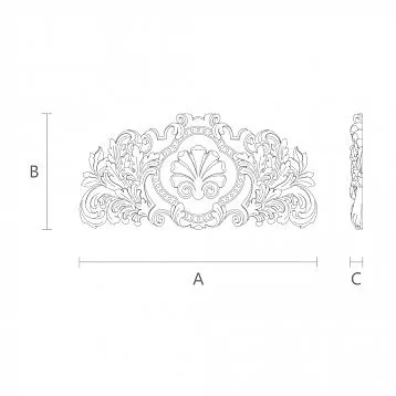 Wooden insert with carved leaves and branches