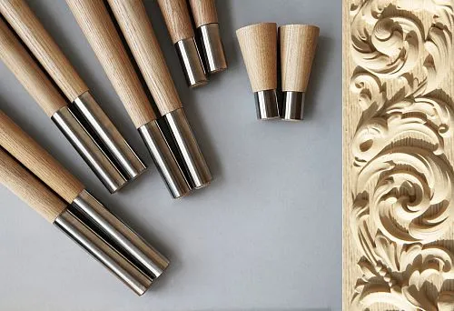 Carved Ornament from Solid Wood with Smooth Curves, Designed for Decorative Furniture Facades