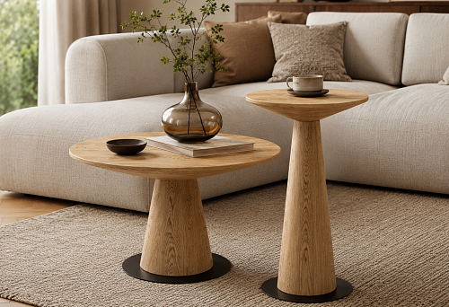 Set of coffee tables STL-039 and STL-040: how to assemble a paired composition from solid wood