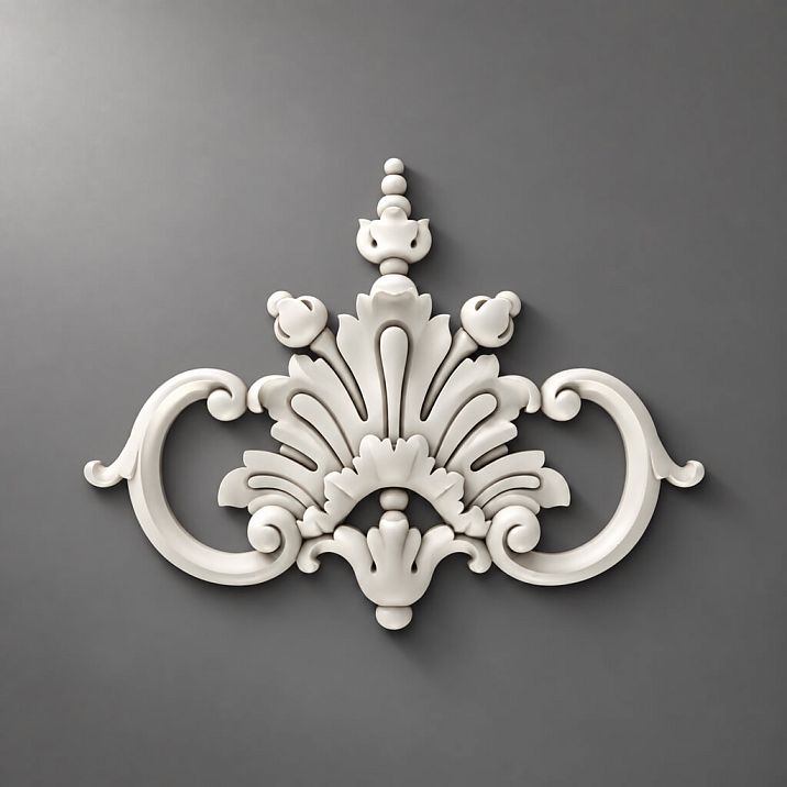 NPU-244 Molded Decoration &mdash; an elegant polyurethane overlay with detailed classical scrolls.