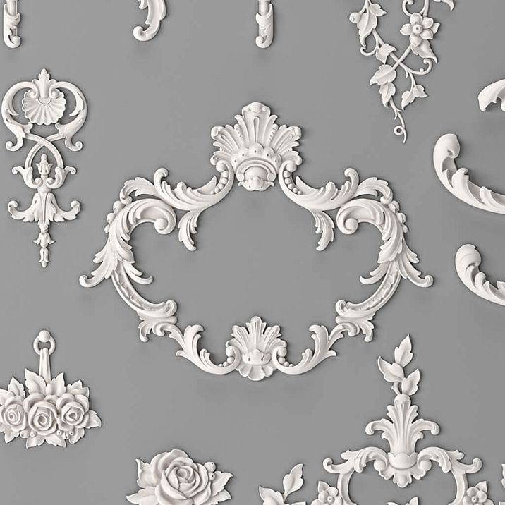 Exhibition stand SVPU‑004 for displaying moldings and decorative elements.