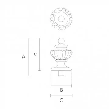 Finial on post L-081 made of solid wood with carving