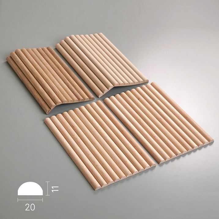 Sample of slatted panel OPAN-003 200&times;11&times;310 mm made of MDF, oak and beech STAVROS