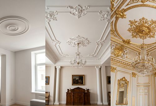 Calm, classic, and formal ornament of stucco decor in the interior