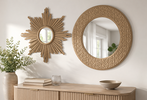 Buy a round MDF mirror frame: RM-050 "Sun" 625 mm or carved RM-054 800 mm &mdash; which to choose