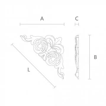 Wooden decor N-009 with carved flowers and leaves