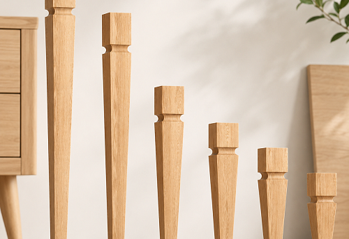 MN-205 wooden furniture leg with a metal tip for a table or cabinet