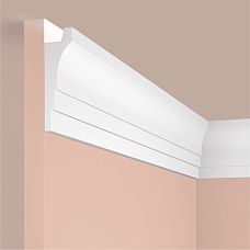 Ceiling cornice polystyrene HI WOOD A90V2 white height 90 mm and width 27 mm from South Korean manufacturer for high ceilings