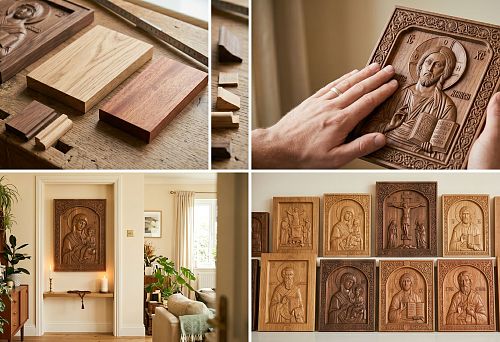 Carved wooden icon for a home iconostasis