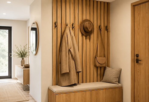 Wooden slats for making a wall-mounted coat rack for the hallway