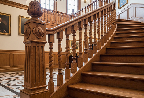 Balusters for staircases with carving in a classic interior