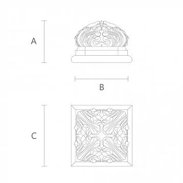Carved Finial L-110 with Geometric and Floral Pattern