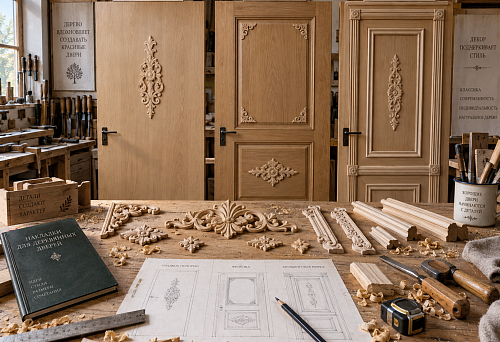 Overlays for solid wood doors