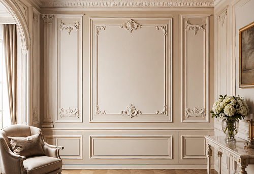 Wall as expensive furniture: how stucco and moldings create the boiserie effect without custom joinery