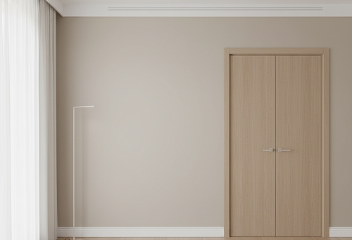Modern Interior with Ceiling Molding and Floor Baseboard, Demonstrating Visual Techniques for Ceiling Height Correction