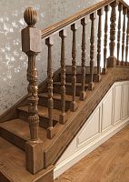 Carved wooden pillar for stair L-077