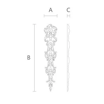 Carved wooden overlay N-501 made of solid oak with floral ornament &mdash; vertical decor for furniture and interior