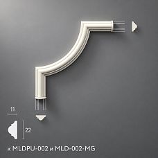Decorative corner molding MLDPU-002U for interior use, made of polyurethane
