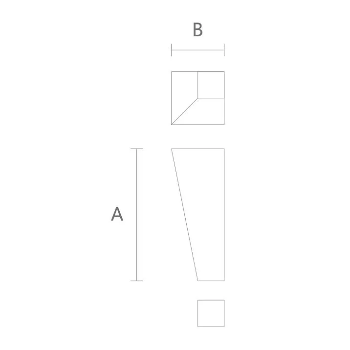 Technical drawing of the geometric furniture leg MN-192M with height and width dimensions.