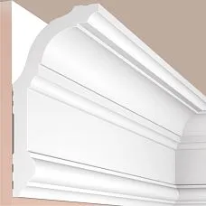 Ceiling crown polystyrene HI WOOD A130/L2101 white, 130 mm high and 65 mm wide, close-up