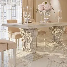 Monumental carved leg MN-244, height 740 mm, made of oak with botanical scrolls for marble tabletops and Empire-style interiors