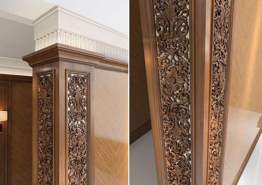 Carved details on portal PRT-012 with artistic treatment of patterns