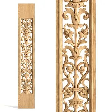 Carved Wooden Staircase Baluster L-101 with Leaf and Flower Pattern