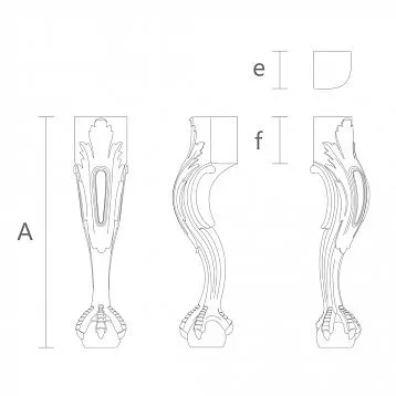 Curved Wooden Chair Leg MN-034 with Wood Carving