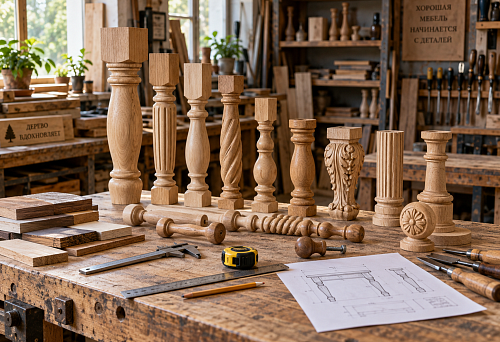 Turned wooden products for furniture