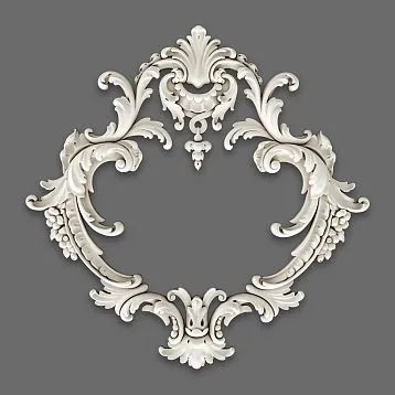 NPU-462.1 Stucco Decoration: Baroque frame made of polyurethane with lavish scrolls and elegant details