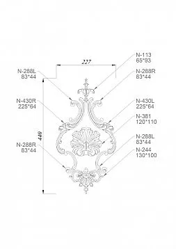 Carved wooden appliqu&eacute;s in a floral ornament style