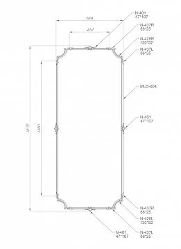 Wooden decor set C-004-1-2 with geometric ornament