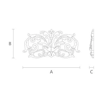 Carved polyurethane applique with floral pattern NPU-440, moisture-resistant