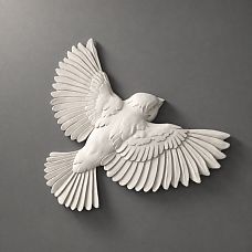 Relief decoration NPU-492L in the form of a bird with spread wings for elegant interior decoration.