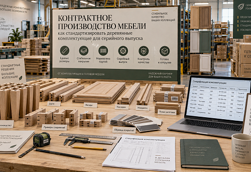 Wooden components for contract manufacturing of serial furniture