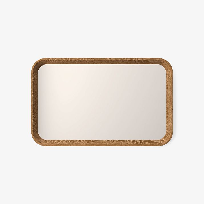 Front view of the Aurora 008-007 mirror, crafted from oak and beech