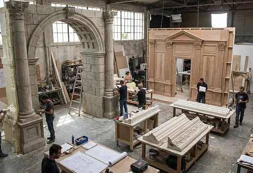 Production Workshop with Architectural Set Decorations for Filming